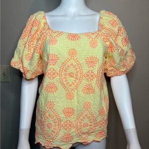 Lilly Pulitzer Lettie eyelet yellow & orange blouse
